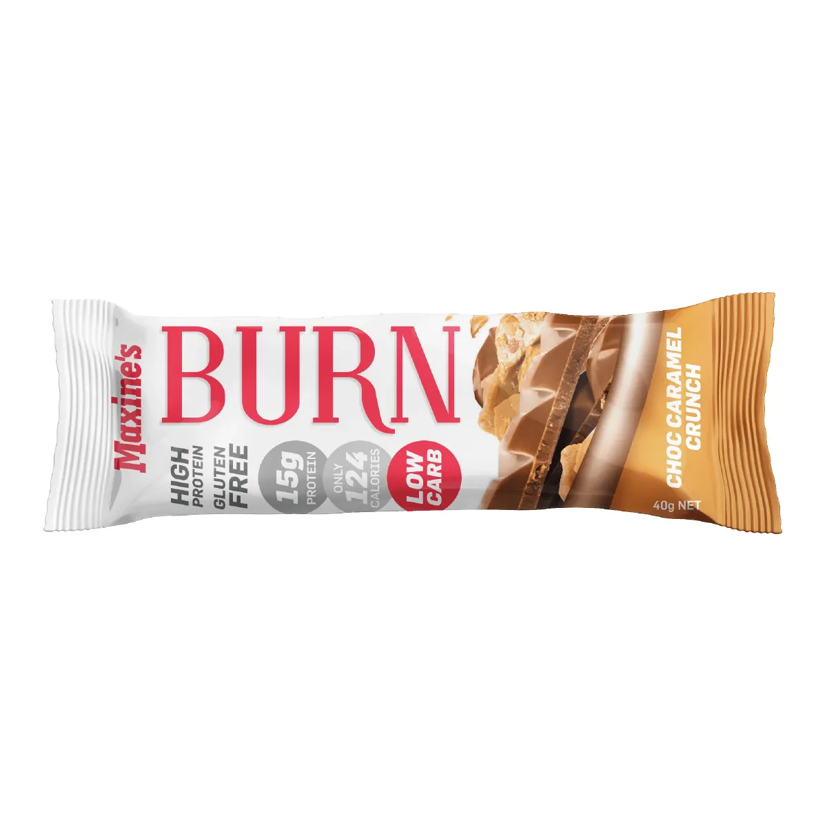 Maxine's Burn Protein Bars Choc Caramel Crunch 40g (Box of 12)