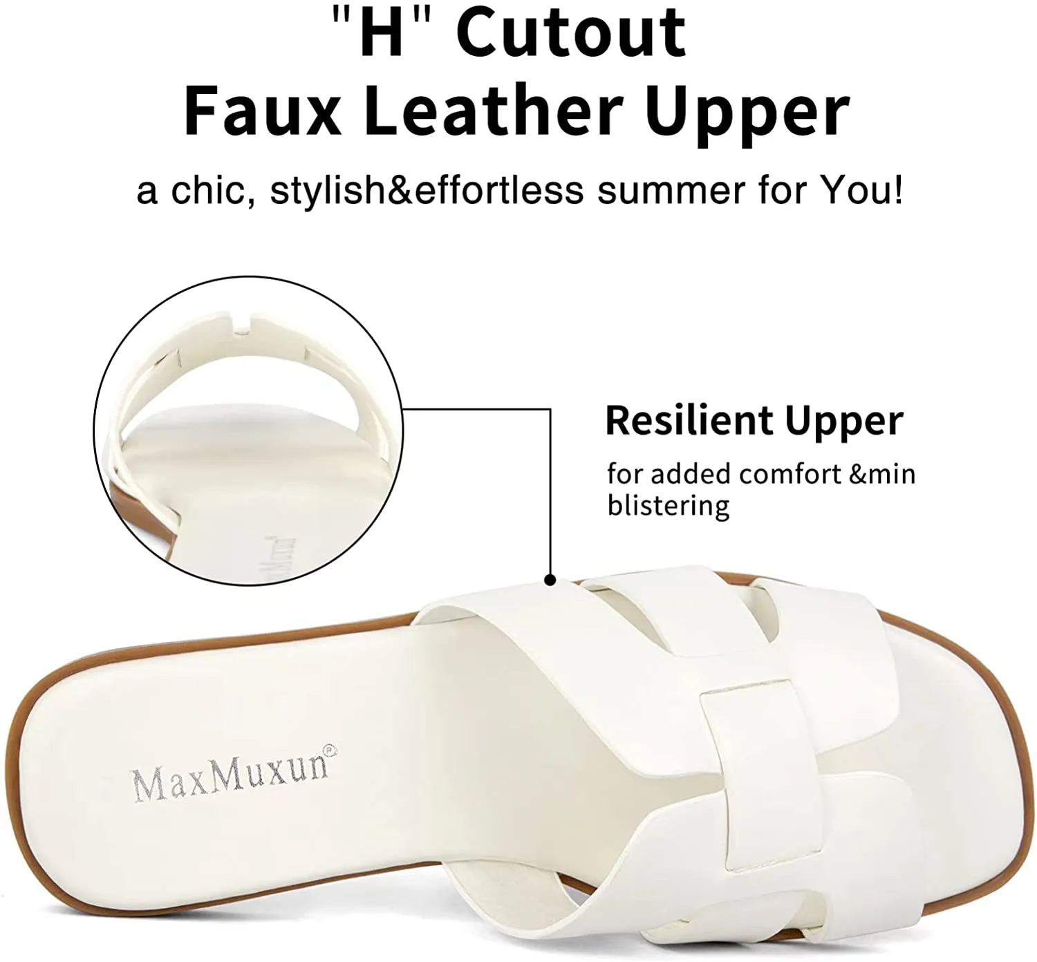 Maxmuxun Women'S H Band Slide Sandals Slip on Flat Sandals Comfort Backless Summer Shoes Slides