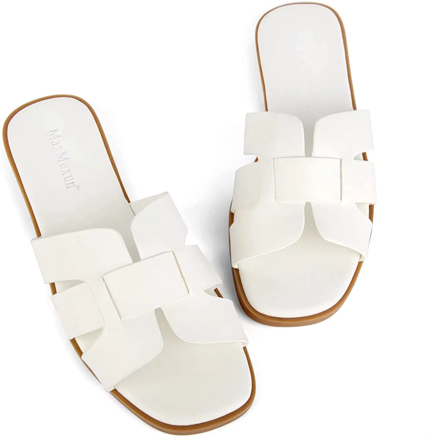 Maxmuxun Women'S H Band Slide Sandals Slip on Flat Sandals Comfort Backless Summer Shoes Slides