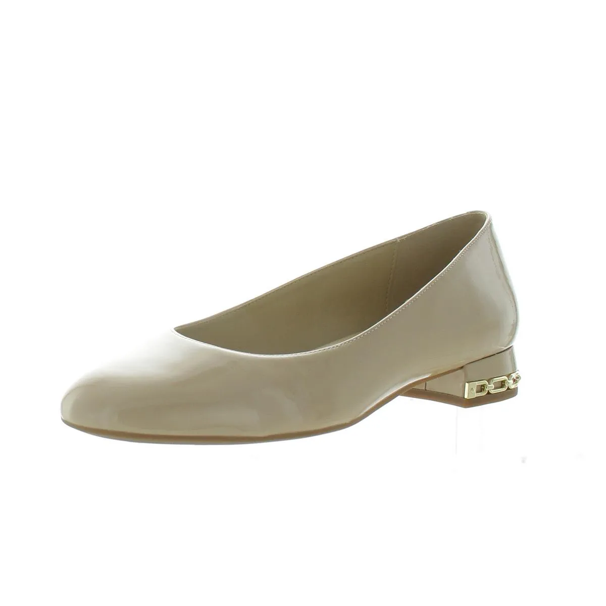 MICHAEL Michael Kors Womens June Flex Chain Leather Ballet Flats