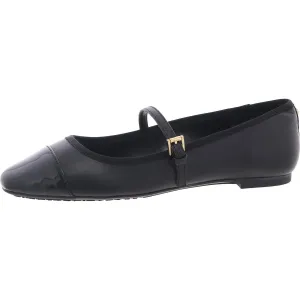 MICHAEL Michael Kors Womens Mae Toe Cap Leather Ballet Flats