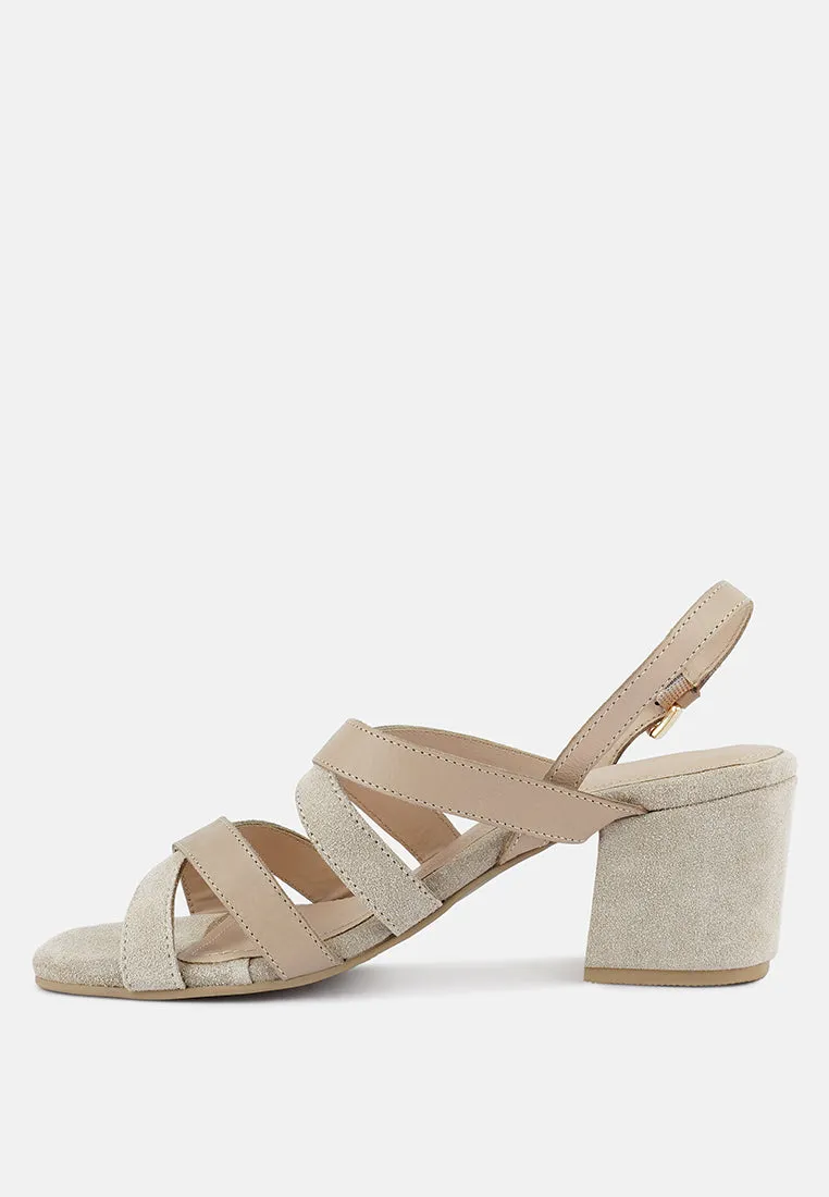 Mon-Lapin Mid Heeled Block Leather Sandal By Ruw