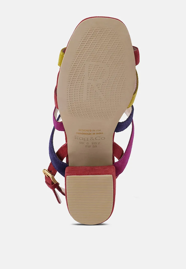 Mon-Lapin Mid Heeled Block Leather Sandal By Ruw