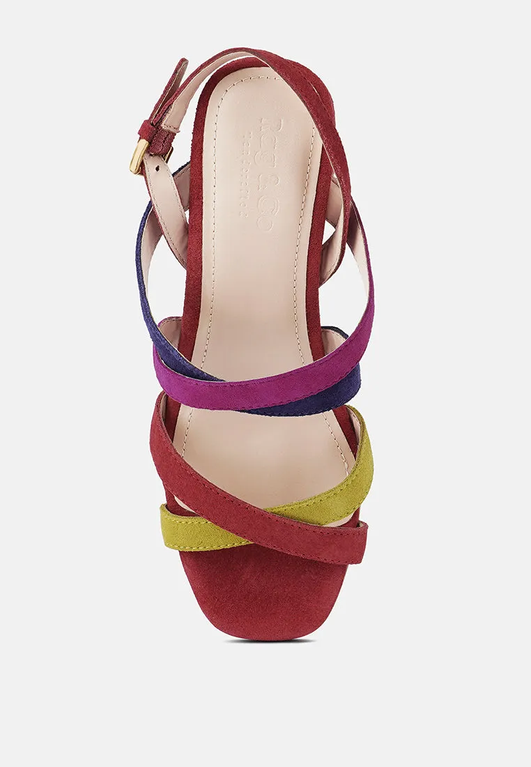 Mon-Lapin Mid Heeled Block Leather Sandal By Ruw