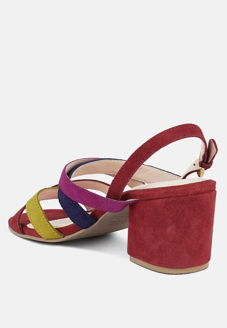 Mon-Lapin Mid Heeled Block Leather Sandal By Ruw
