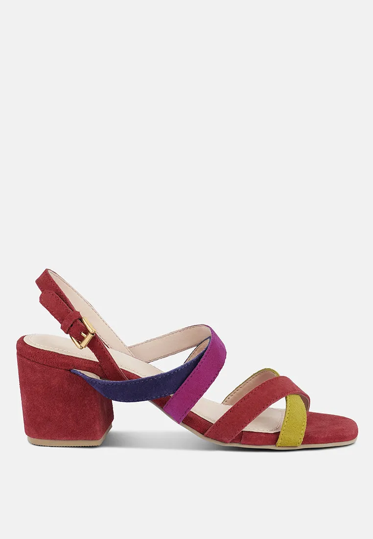 Mon-Lapin Mid Heeled Block Leather Sandal By Ruw
