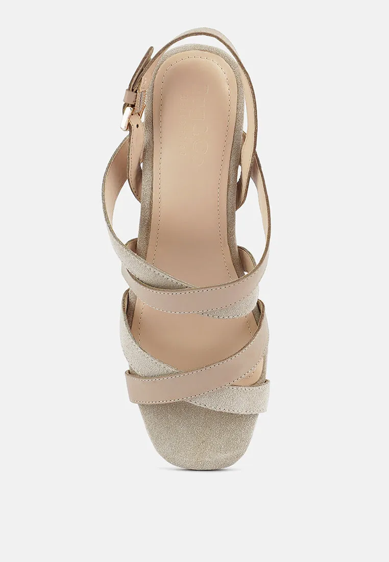 Mon-Lapin Mid Heeled Block Leather Sandal By Ruw