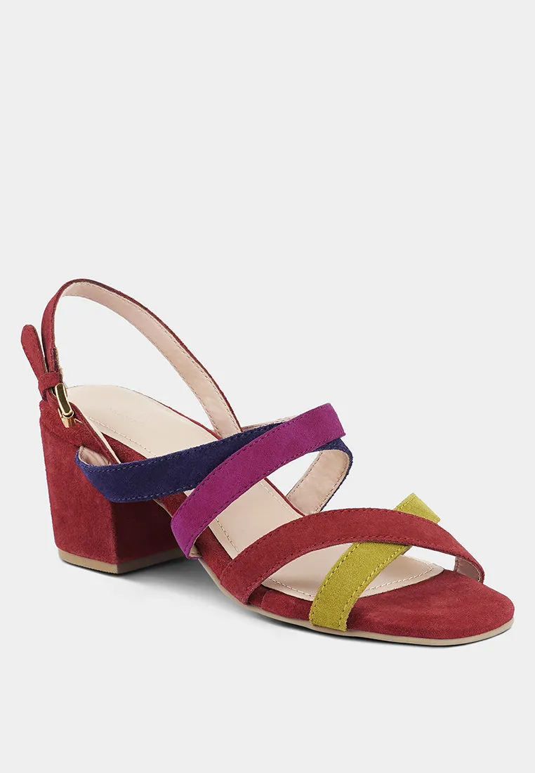 Mon-Lapin Mid Heeled Block Leather Sandal By Ruw