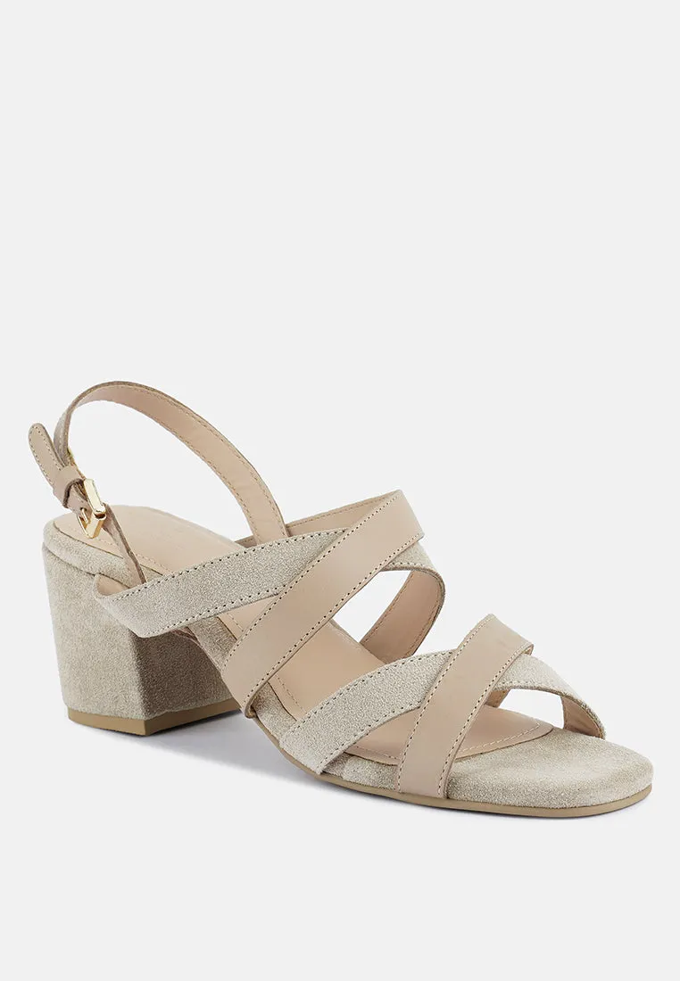 Mon-Lapin Mid Heeled Block Leather Sandal By Ruw