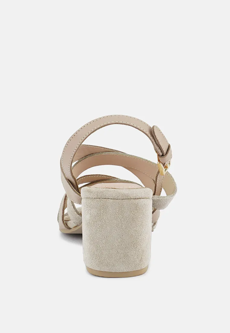 Mon-Lapin Mid Heeled Block Leather Sandal By Ruw