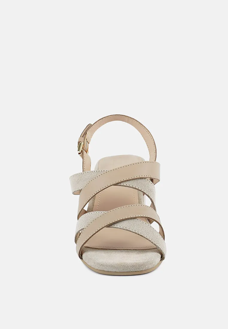 Mon-Lapin Mid Heeled Block Leather Sandal By Ruw