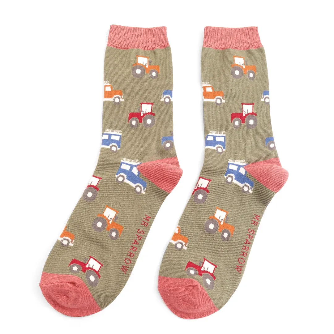 Mr Sparrow On The Farm Khaki Bamboo Socks