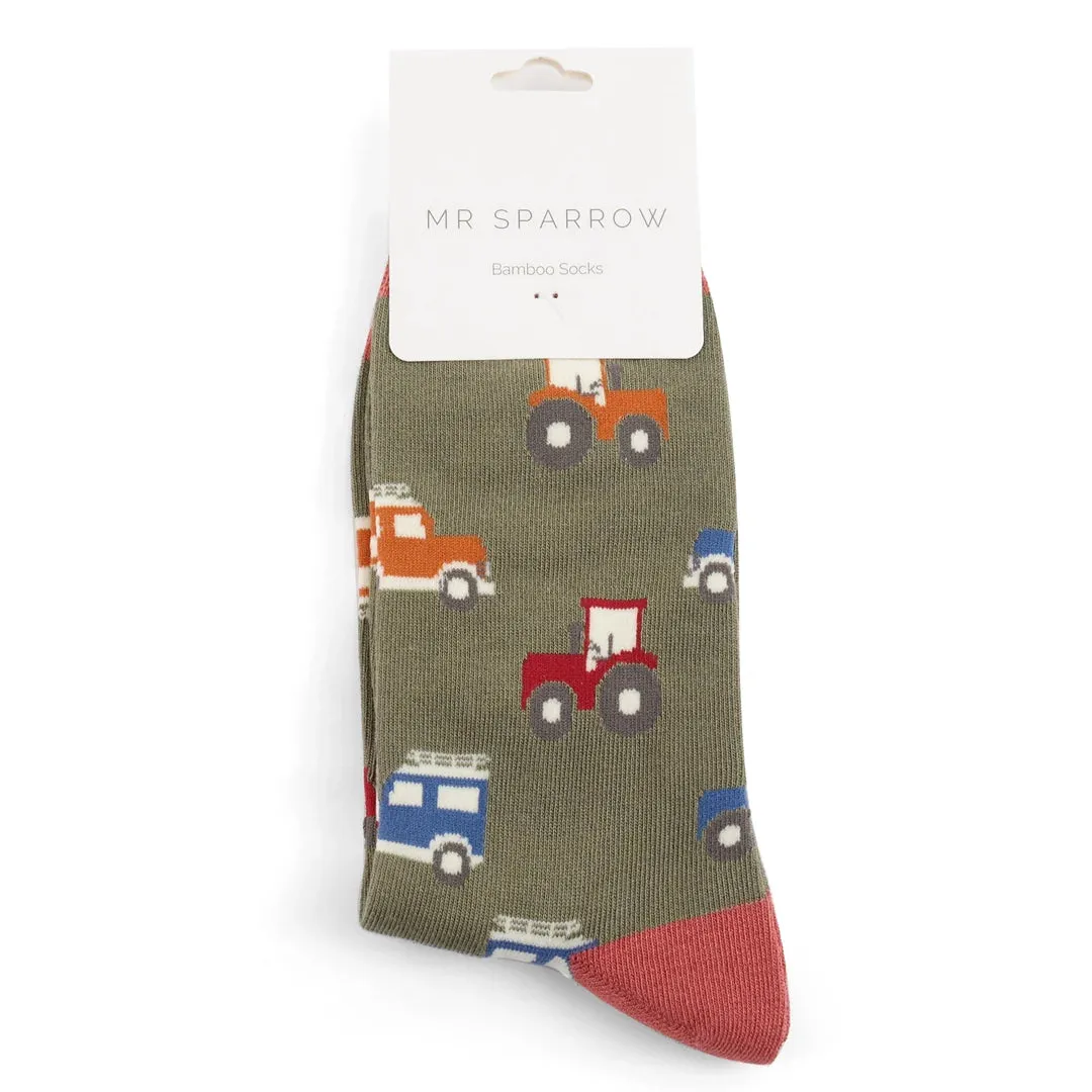 Mr Sparrow On The Farm Khaki Bamboo Socks