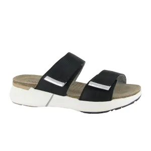 Naot Calliope Slide Sandal (Women) - Soft Black/Soft Silver/Black Woven