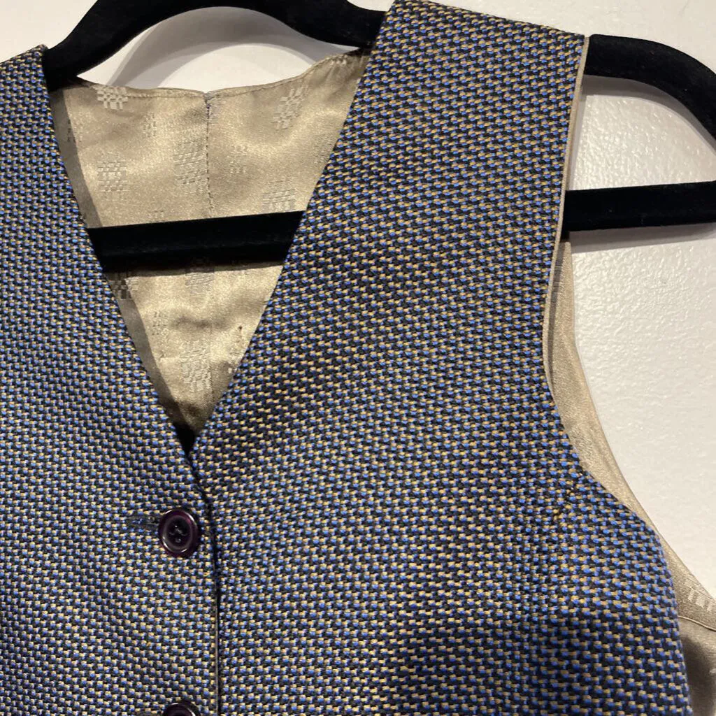 Navy and Gold Houndstooth Vest