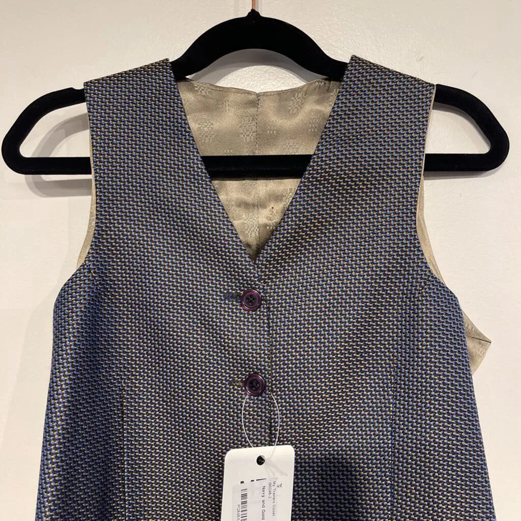 Navy and Gold Houndstooth Vest