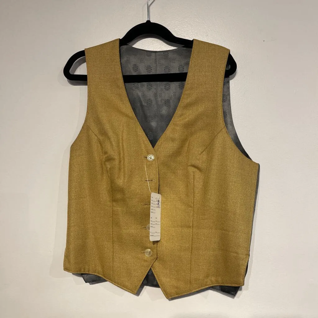 navy checkered and gold reversible vest