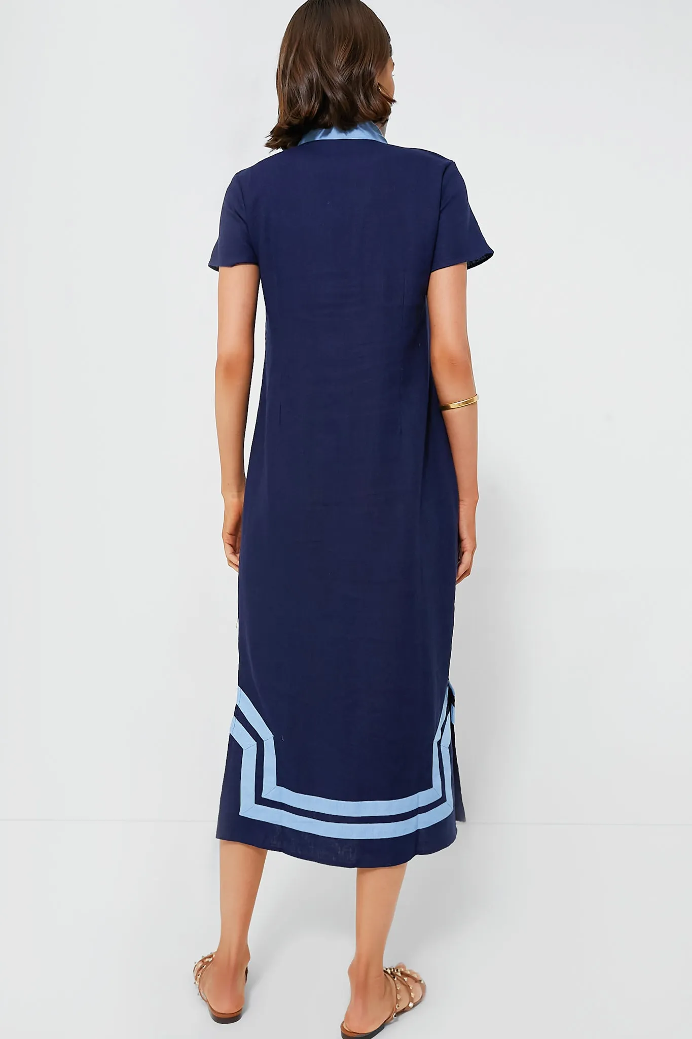 Navy Short Sleeve Classic Maxi Tunic