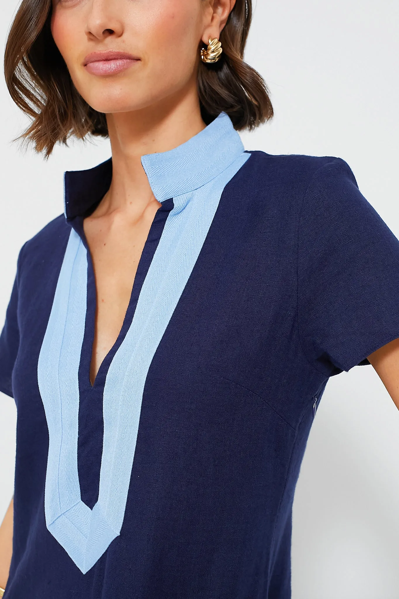 Navy Short Sleeve Classic Maxi Tunic