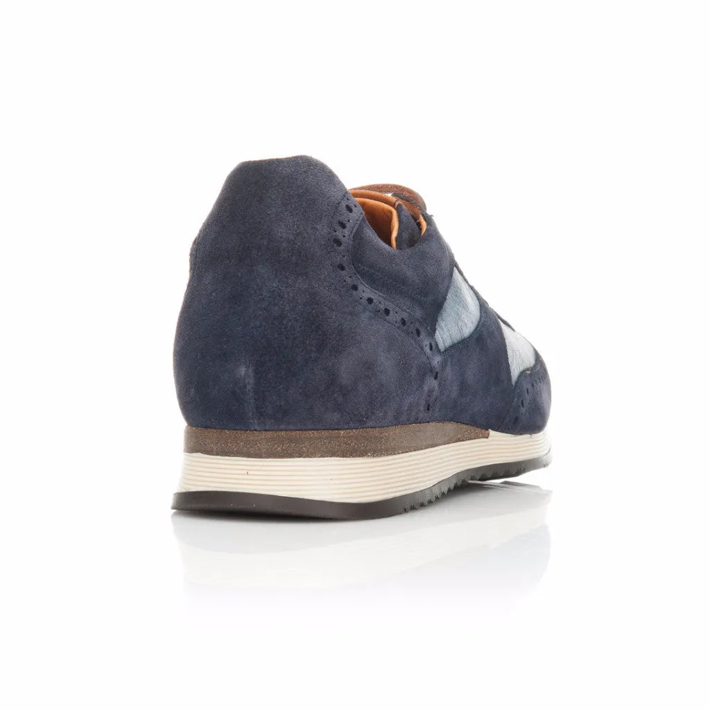Navy Suede and Azzurro Nubuck Trainer