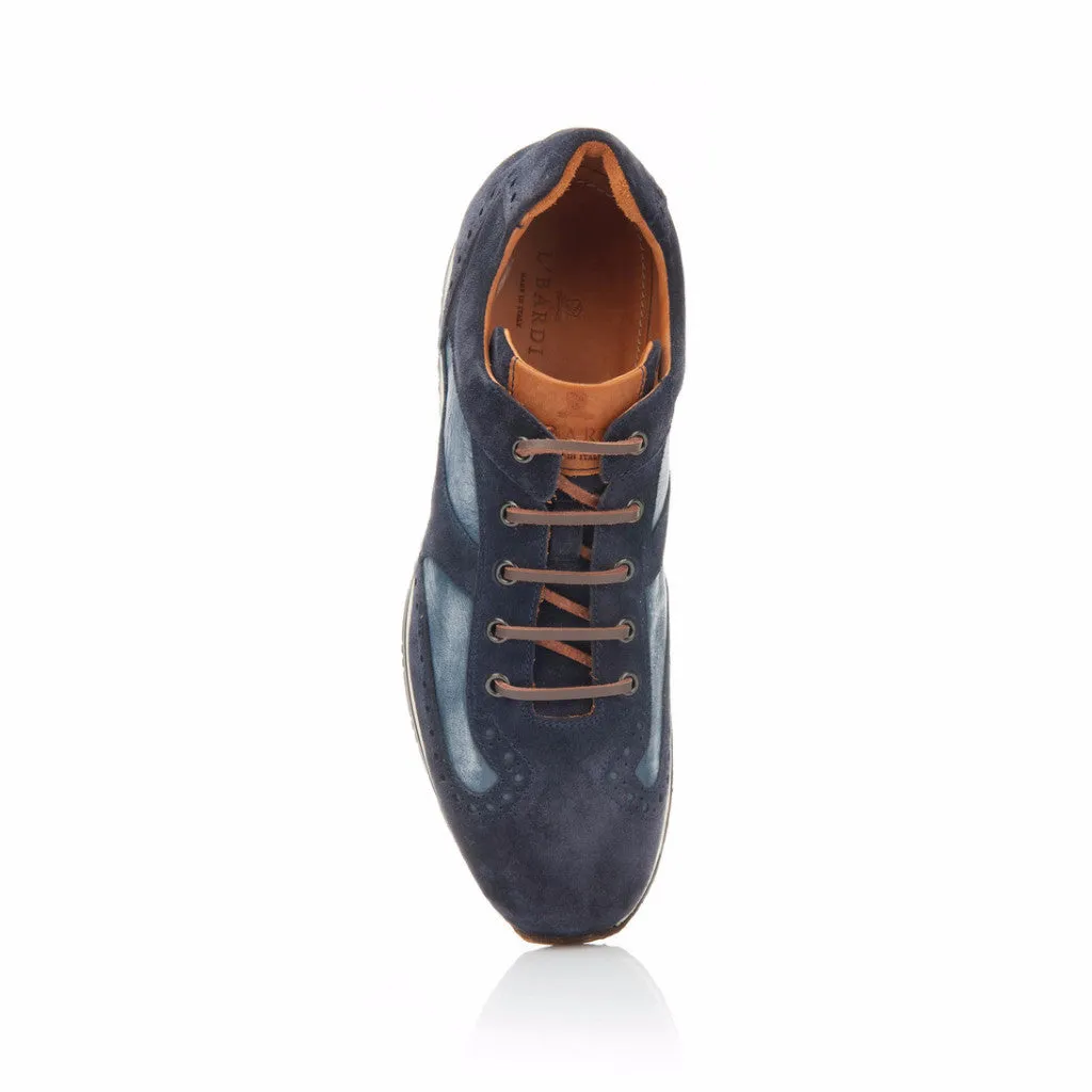Navy Suede and Azzurro Nubuck Trainer