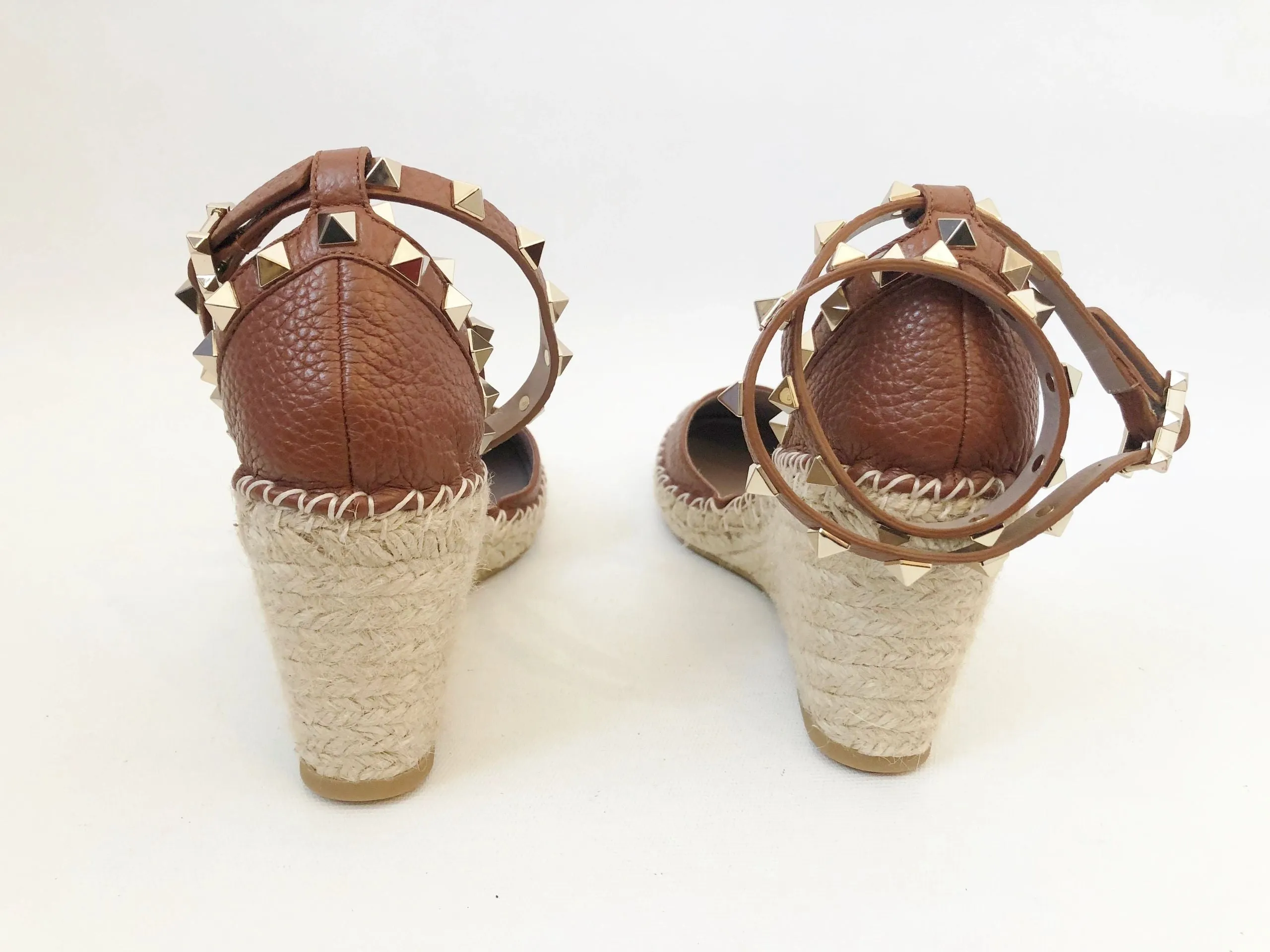 NEW Valentino Rockstud Wedge Espadrille Size 37 It (7 Us)