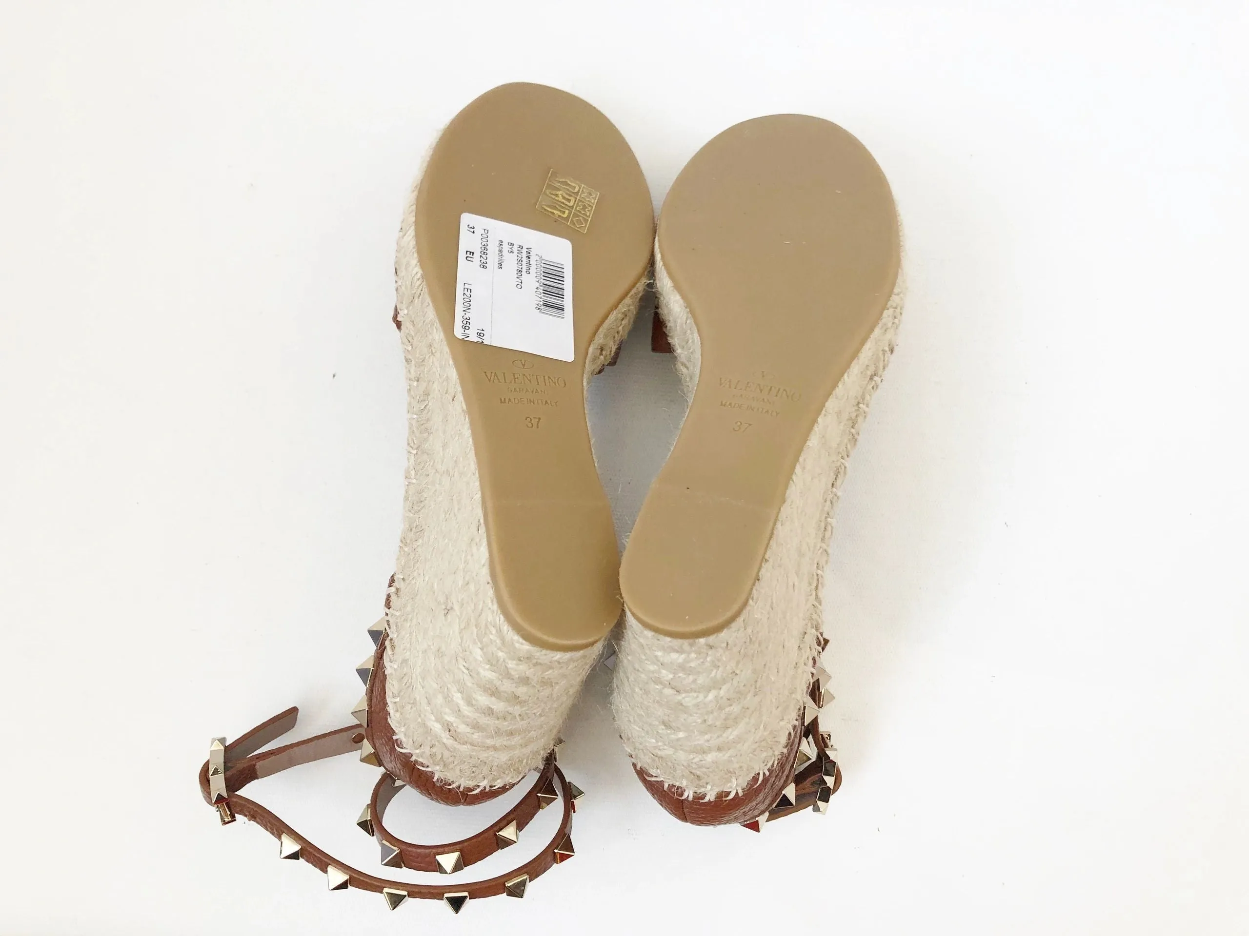NEW Valentino Rockstud Wedge Espadrille Size 37 It (7 Us)