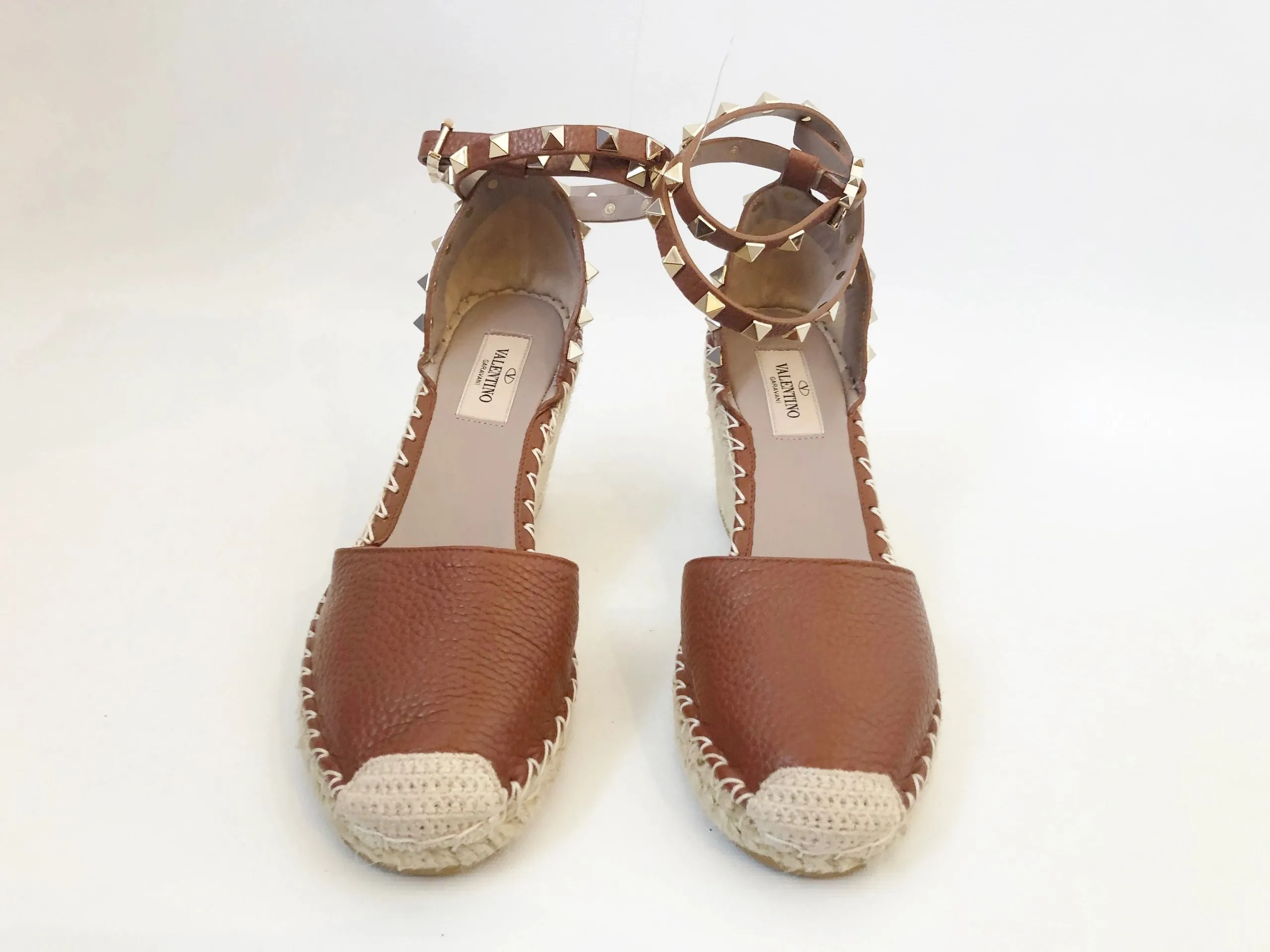 NEW Valentino Rockstud Wedge Espadrille Size 37 It (7 Us)