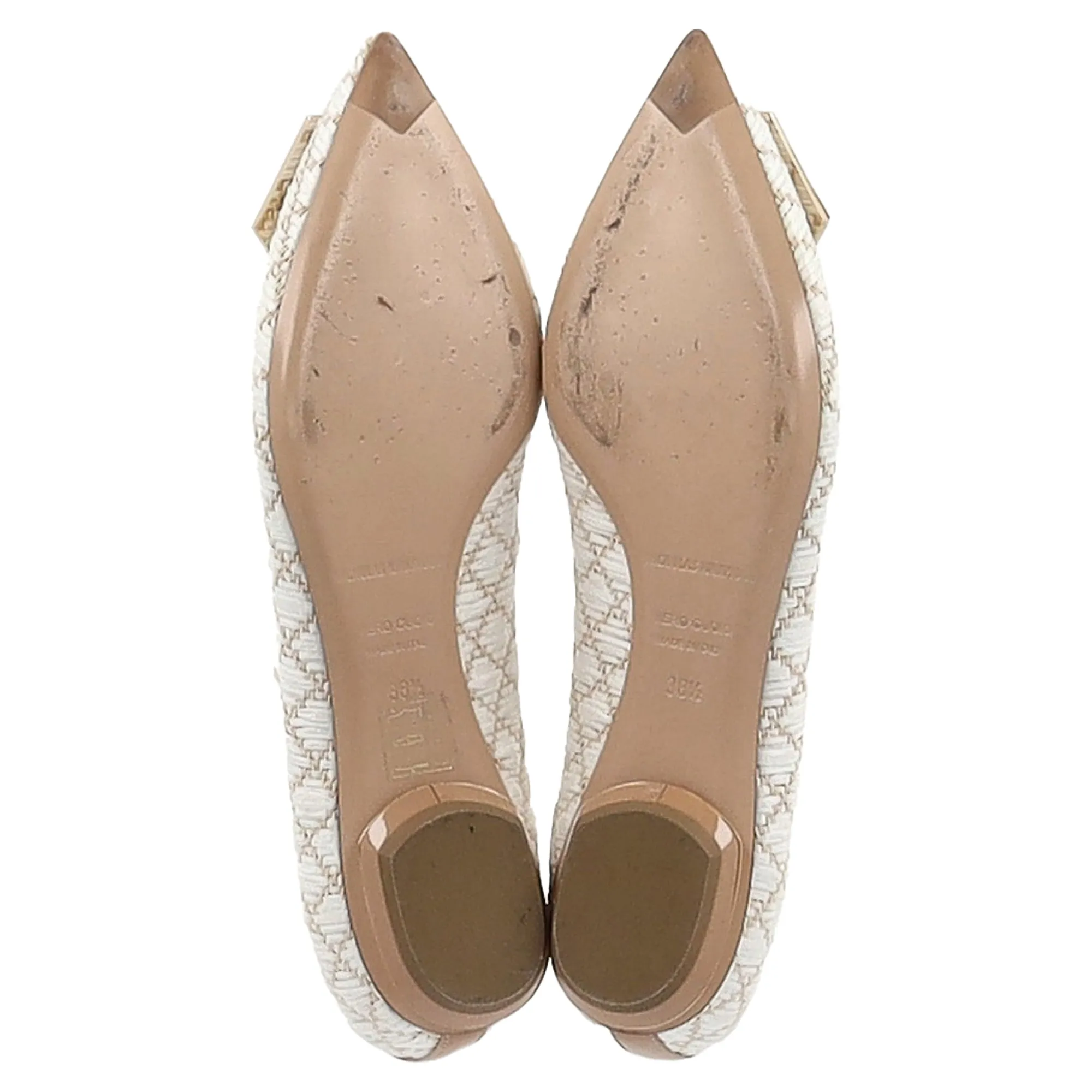 Nicholas Kirkwood Hexagon Detail Flats in Cream Raffia