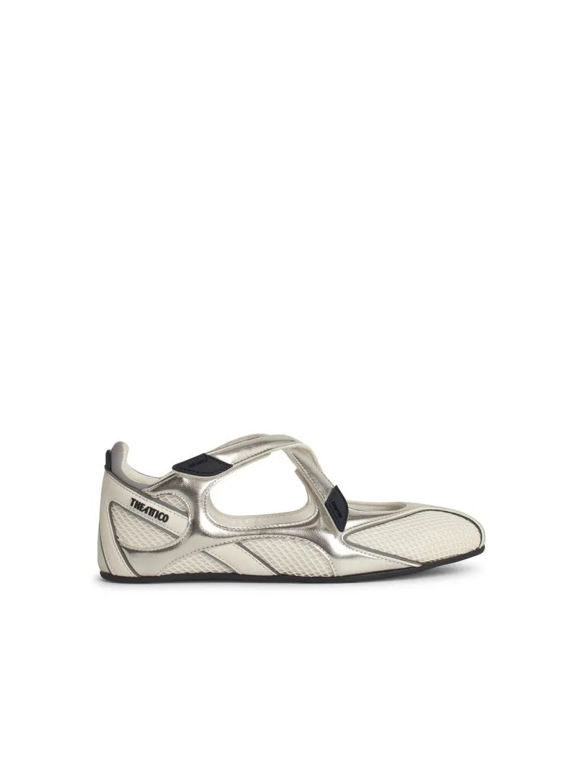 'Nomad' Ballet Flats In Silver Fabric Blend