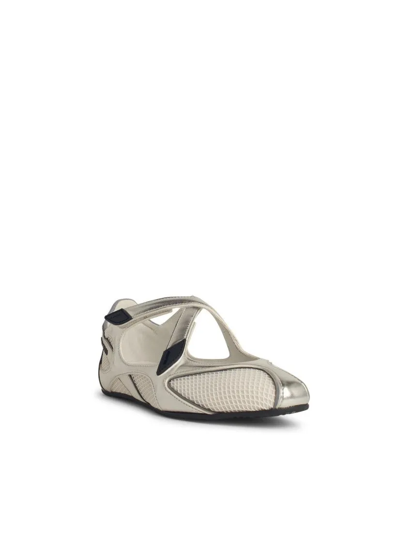 'Nomad' Ballet Flats In Silver Fabric Blend
