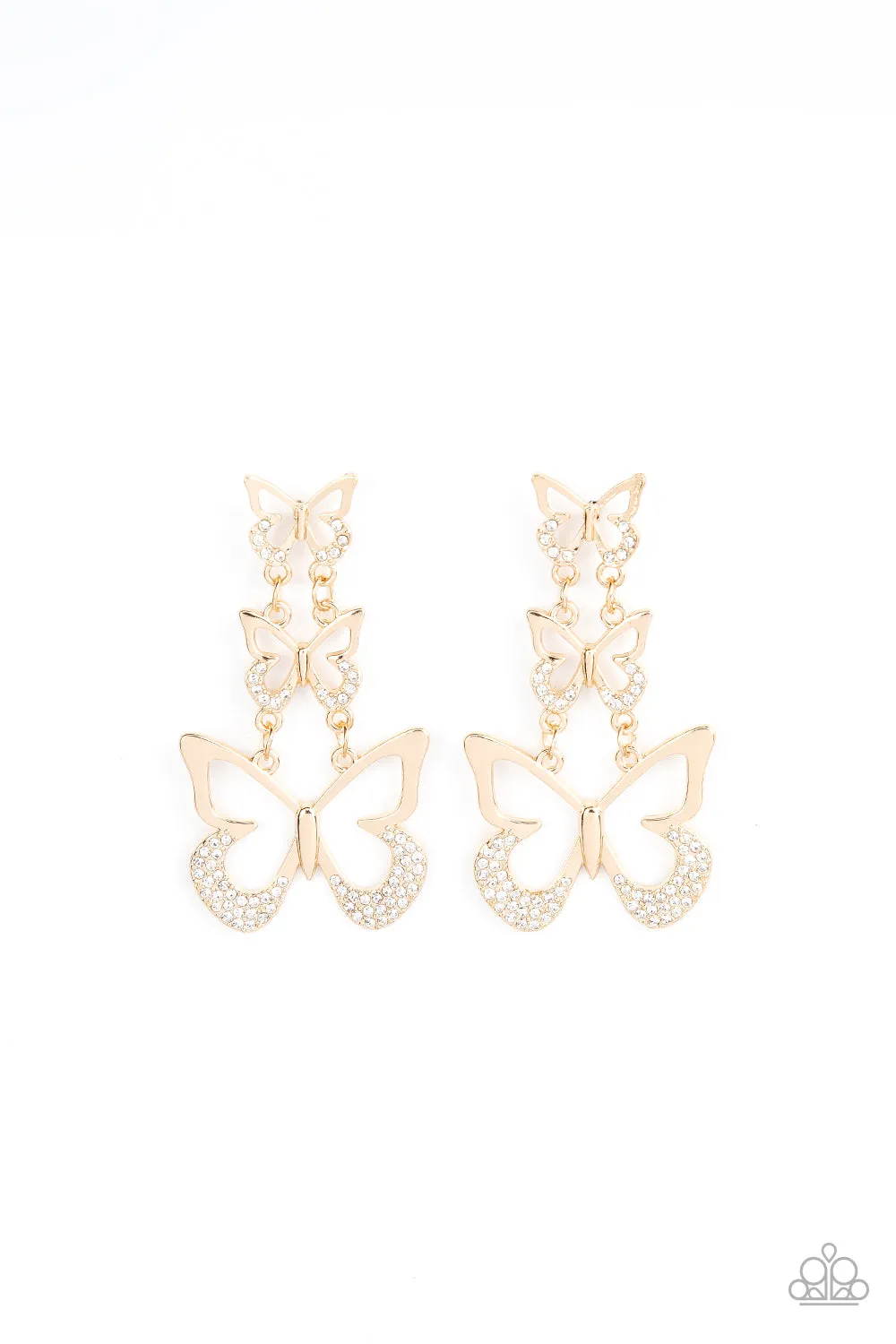 Paparazzi Flamboyant Flutter - Gold Butterfly Earrings