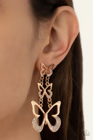 Paparazzi Flamboyant Flutter - Gold Butterfly Earrings