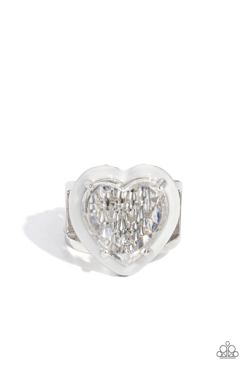 Paparazzi Hallmark Heart - White Ring