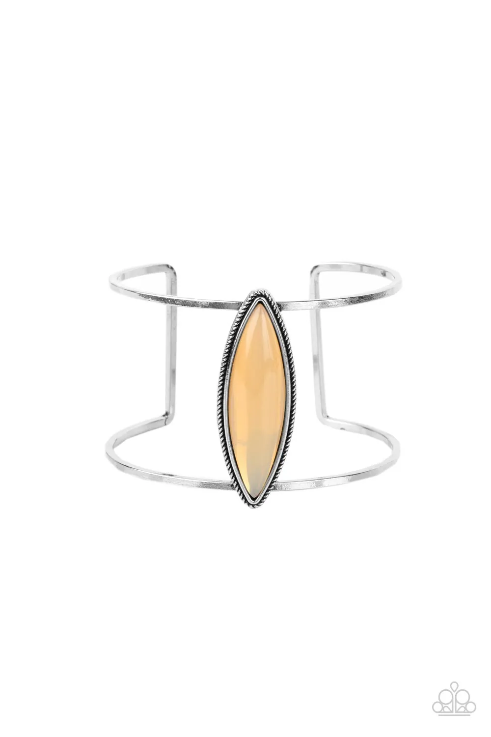Paparazzi "What You Seer is What You Get" Silver Metal Marquise Brown Stone Cuff Bracelet