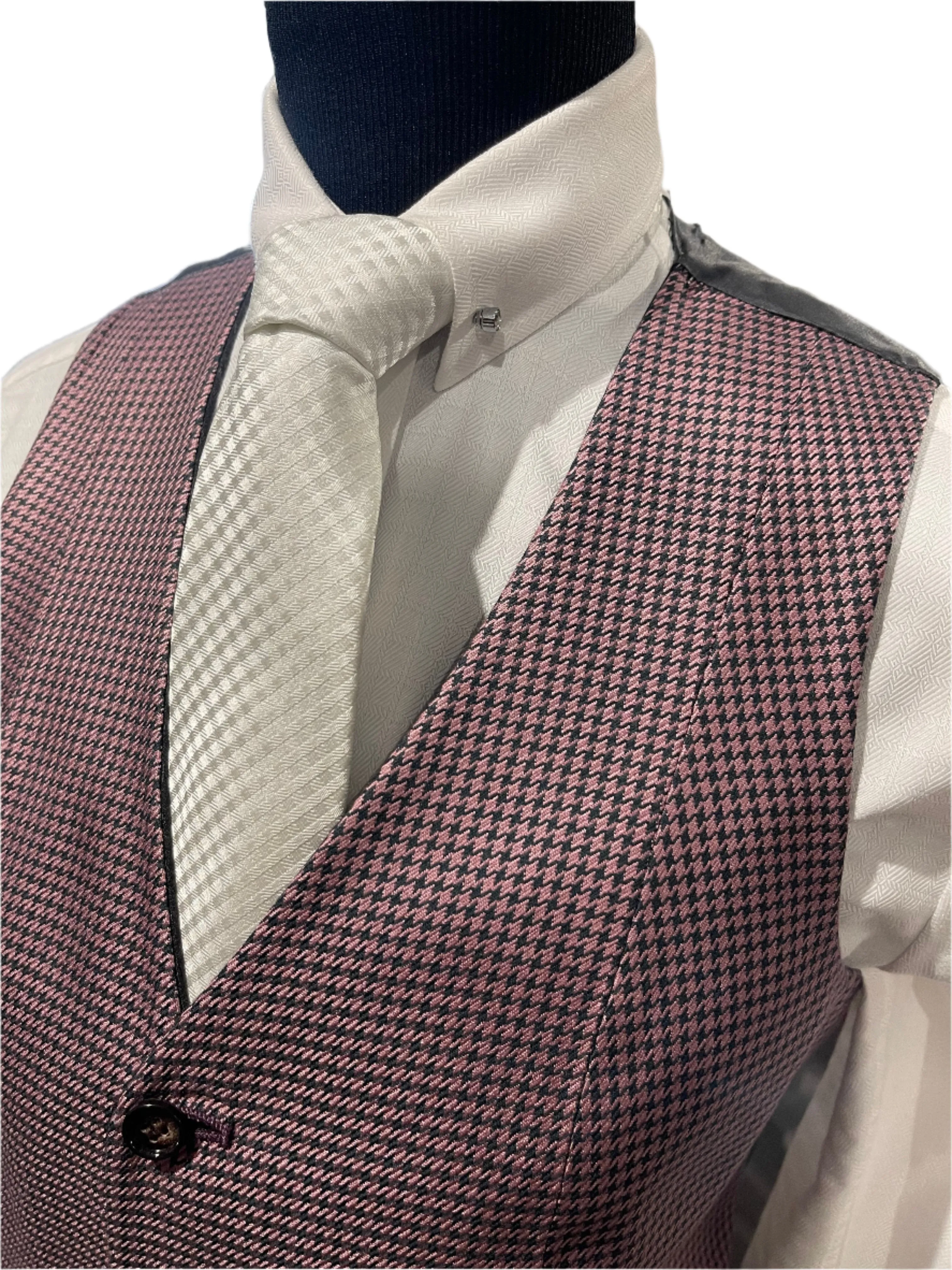 pink checker and grey reversible vest