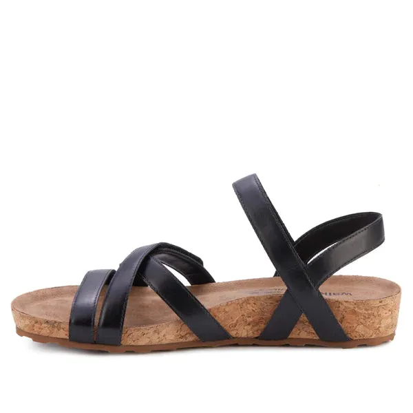 Pool Sandal: Black Soft Leather/Cork Wrap I Walking Cradle