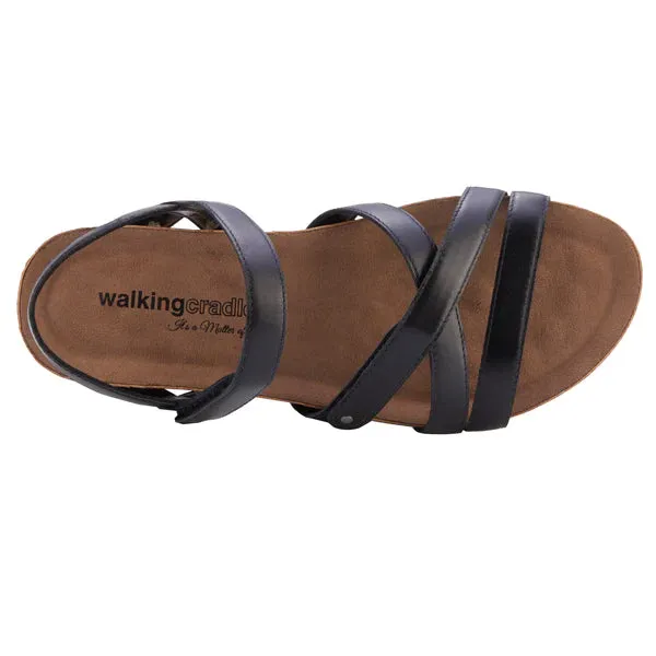 Pool Sandal: Black Soft Leather/Cork Wrap I Walking Cradle