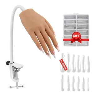 Practice Hand for Acrylic Nails, Silicone Nail Hand Practice, Flexible Fingers Fake Training Hand False Mannequin Hands for Nail Practice, Hand Model Kit for Nail Supplies Manicure Beginners