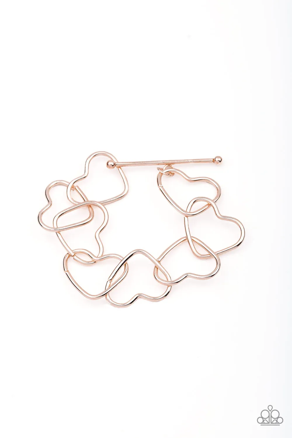 "Take Heart" Rose Gold Interconnected Heart Toggle Clasp Bracelet
