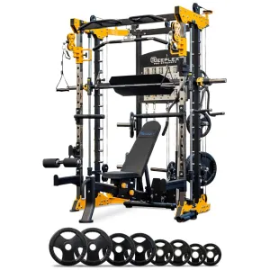 Reeplex Cbt-PL Multi Station Gym   Fid Bench   Leg Press   100kg Weight Plates   Olympic Barbell
