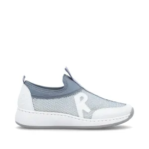 Rieker Mesh Slip On Trainer White/Blue