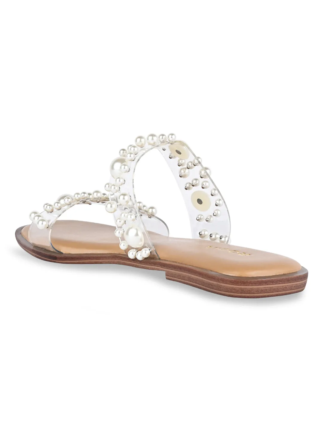 Rocia By Regal Transparent Women Vinyl Embellished Pearl Flats