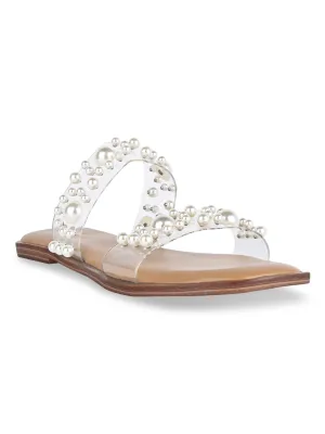 Rocia By Regal Transparent Women Vinyl Embellished Pearl Flats