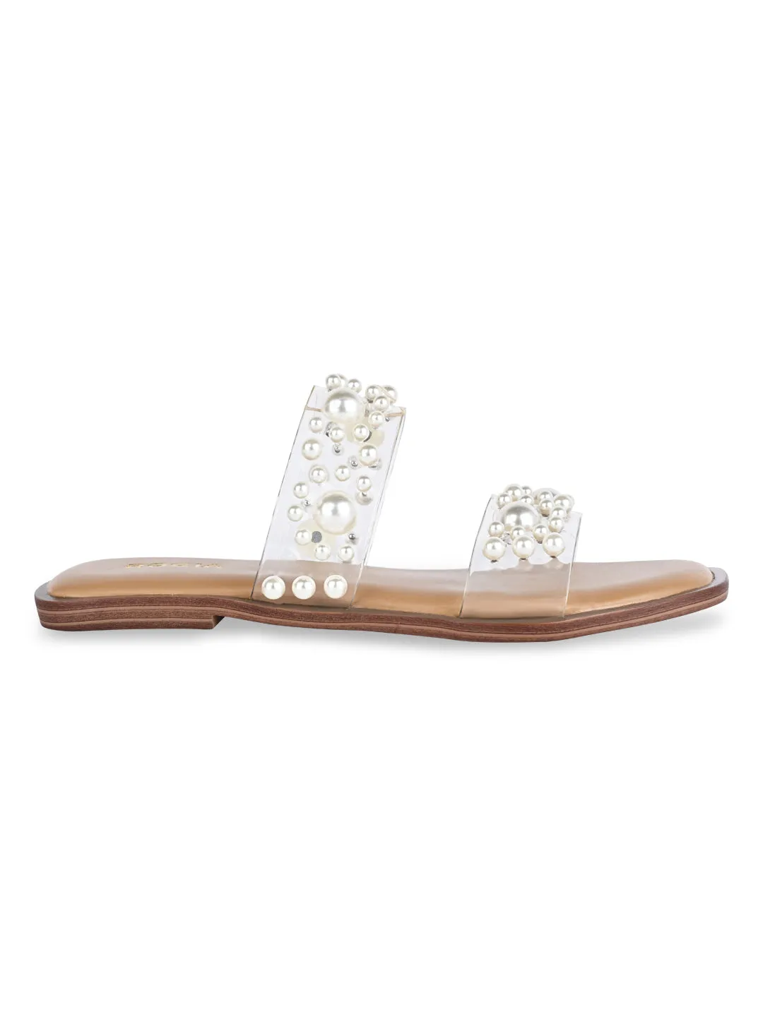 Rocia By Regal Transparent Women Vinyl Embellished Pearl Flats