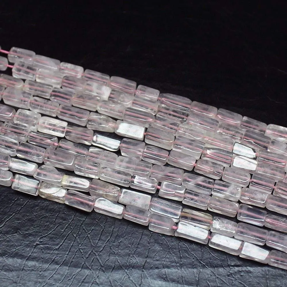 Rose Quartz Smooth Rectangle Loose Gemstone Beads 12mm 8mm 5 Strand 14"