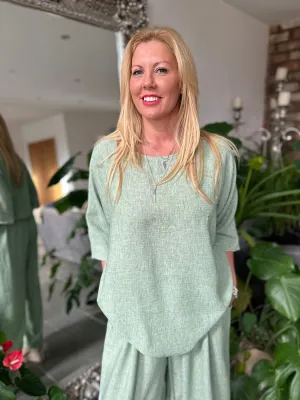 Sage Short Sleeve Round Neck Top Kirsty