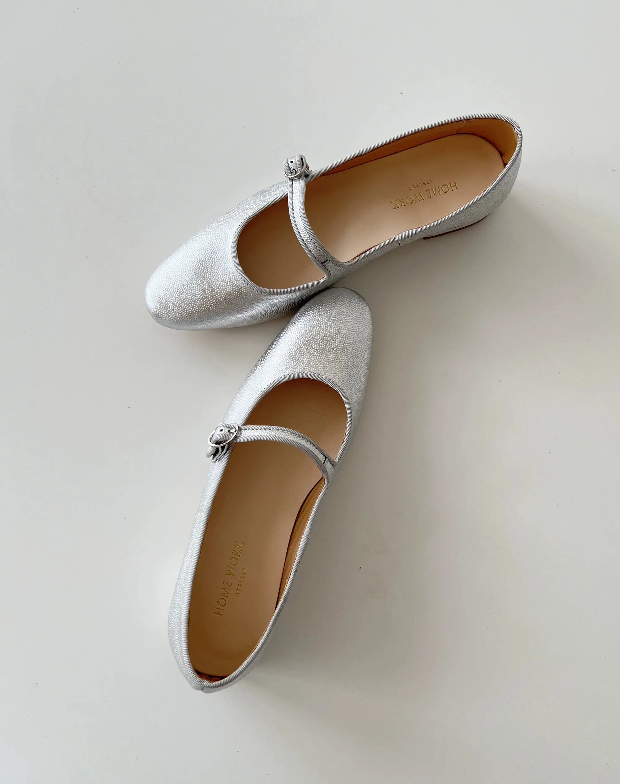 Silver Mary Jane Flats