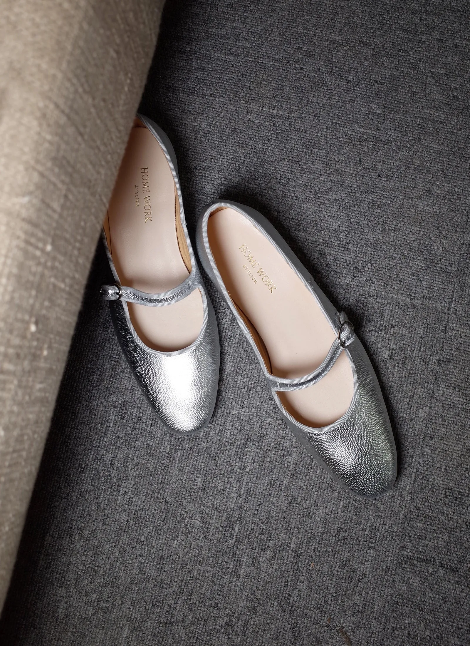Silver Mary Jane Flats