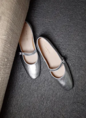 Silver Mary Jane Flats